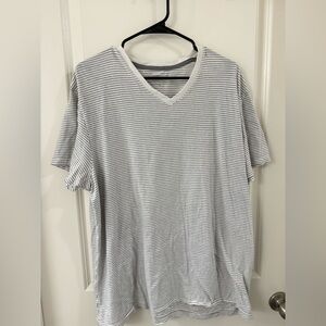 Old Navy Men's Short Sleeve Striped V-Neck Tee - White and Gray